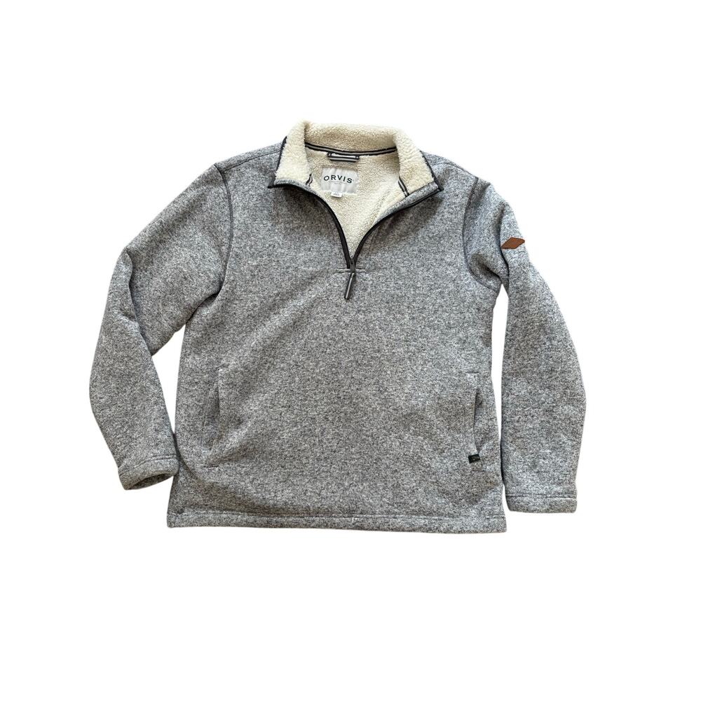 Orvis Sherpa Fleece Quarter Zip Pullover Gray Men’s Large Cozy Warm